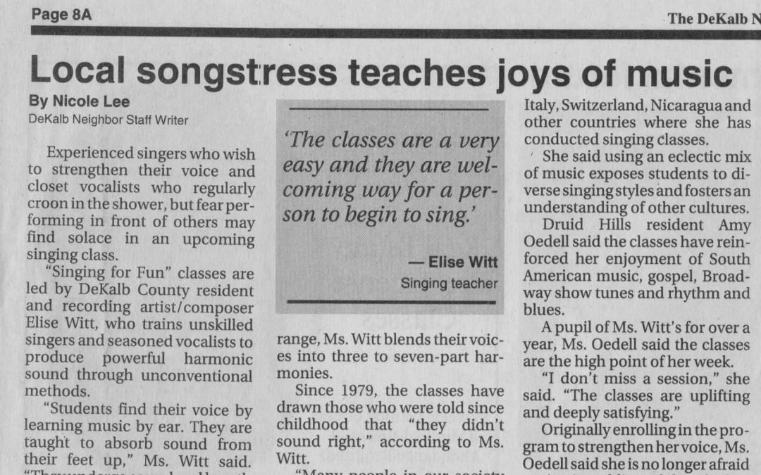 Dekalb Neighbor | Local songstress teaches joys of music