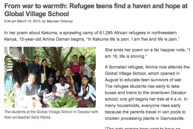 Atlanta Journal Constitution | From War to Warmth : Refugee Teens Find a Haven and Hope at Global Village School