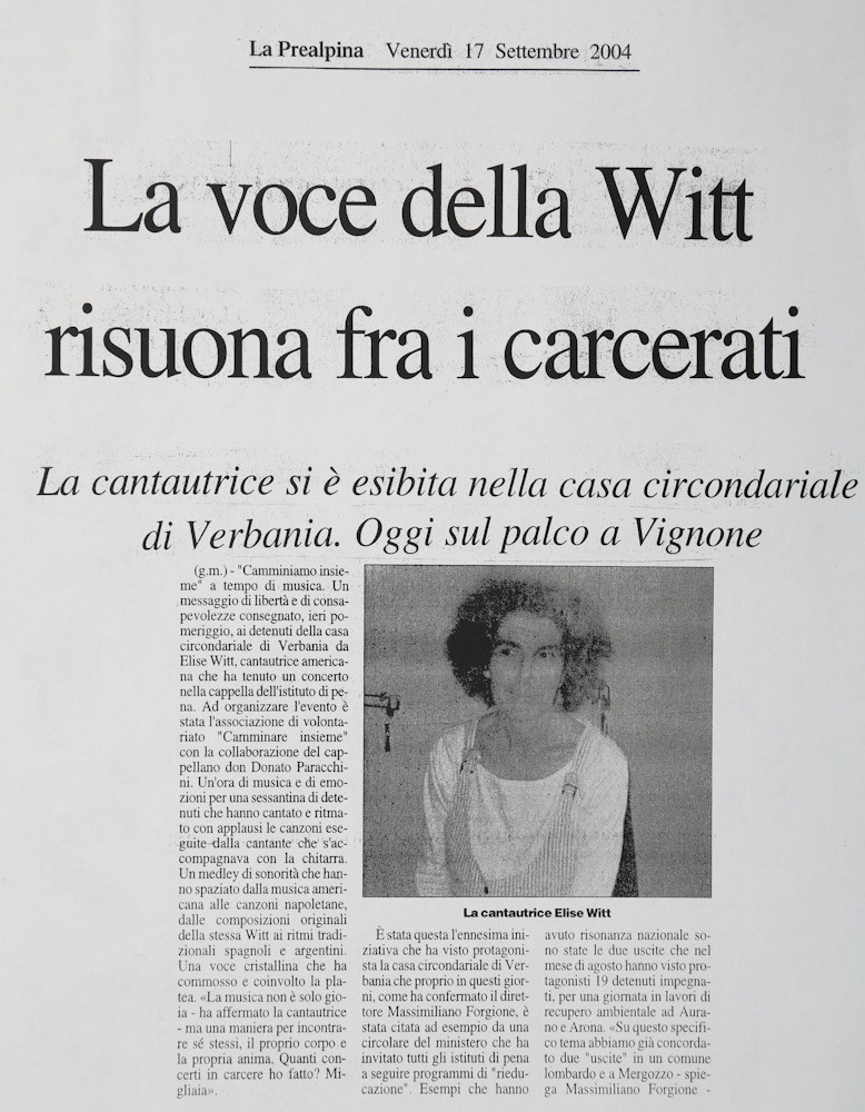 La voce della Witt risuona fra i carcerati (Witt’s voice echoes among the prison inmates)