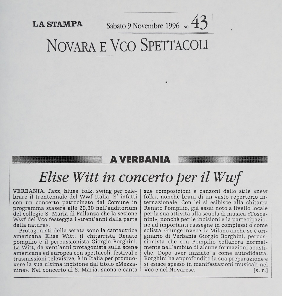 Elise Witt in concerto per il WWF (Elise Witt in concert for the World Wildlife Federation)