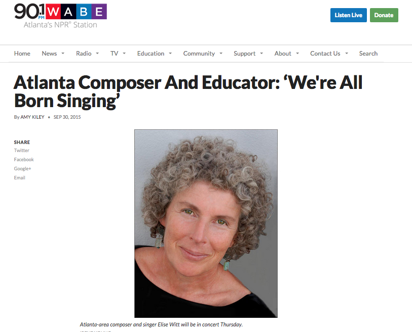 WABE – Atlanta Composer And Educator: ‘We’re All Born Singing’