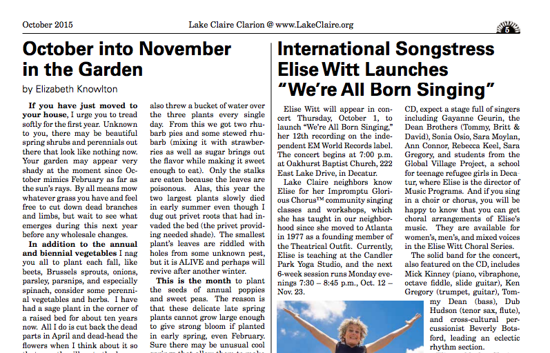 International Songstress Elise Witt Launches “We’re All Born Singing”