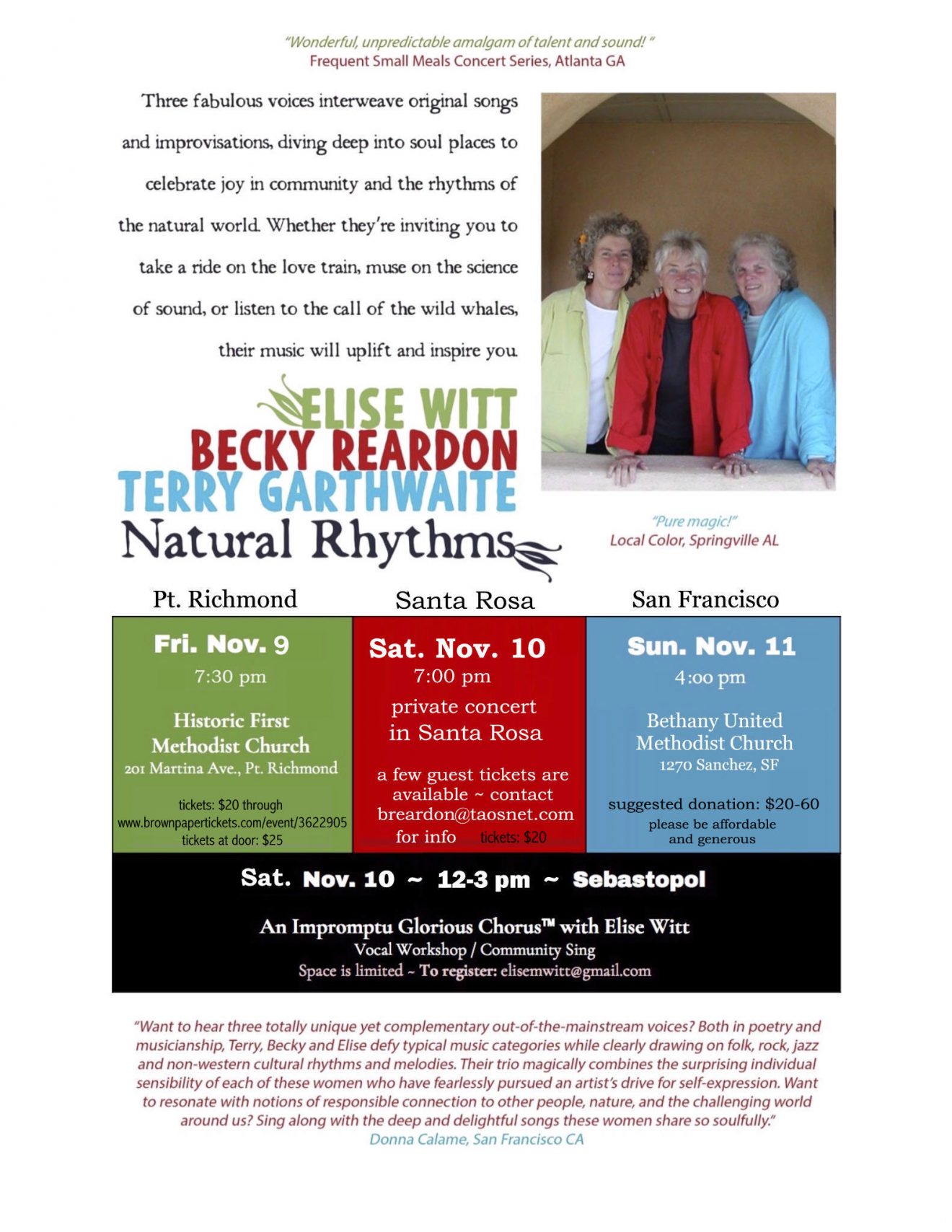 natural rhythms November, with prices